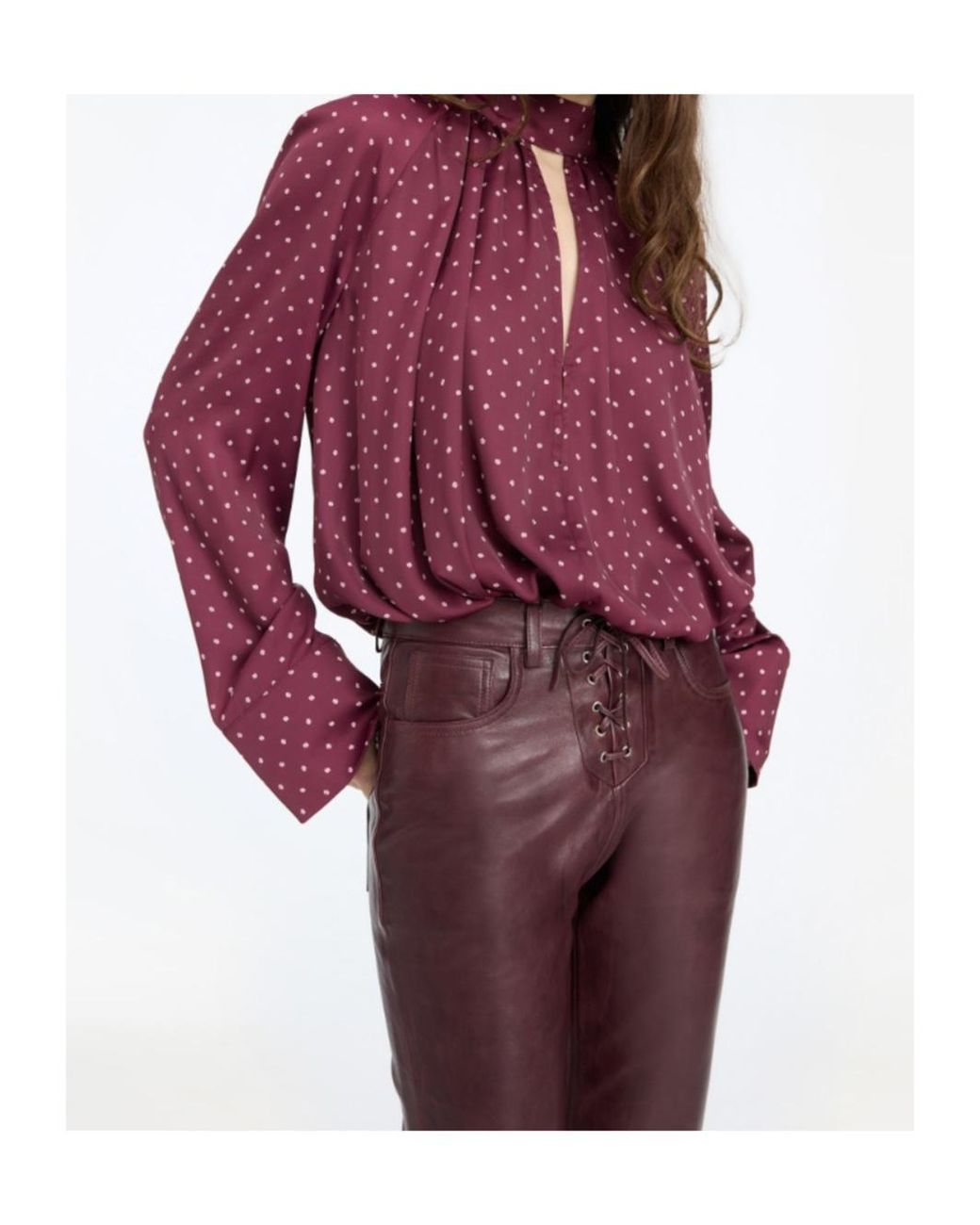 ROTATE BIRGER CHRISTENSEN Purple Dot Satin Bow Shirt Dark