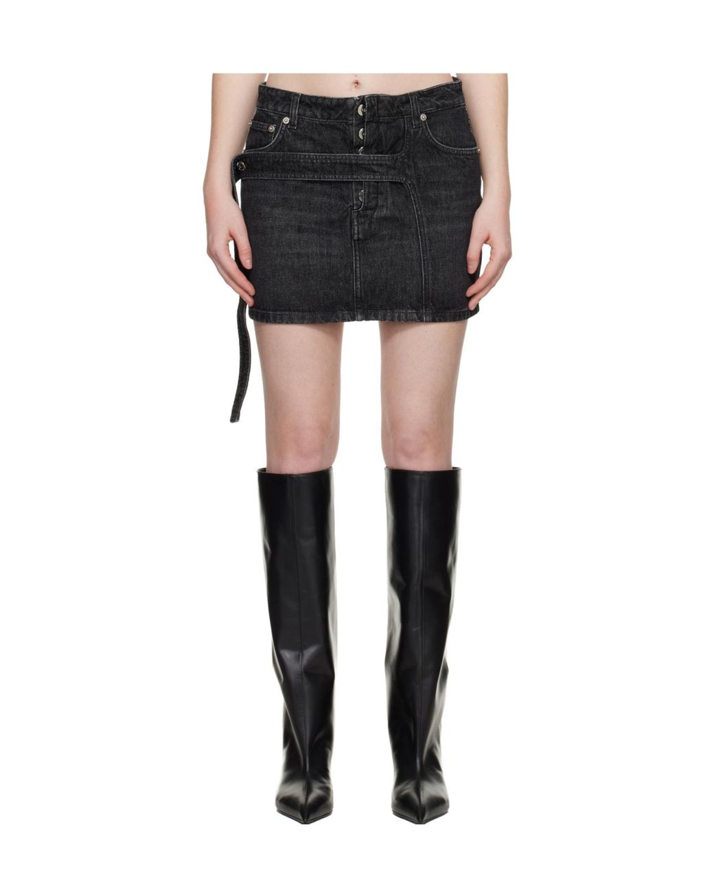 Jean Paul Gaultier Black Low Rise Denim Mini Skirt