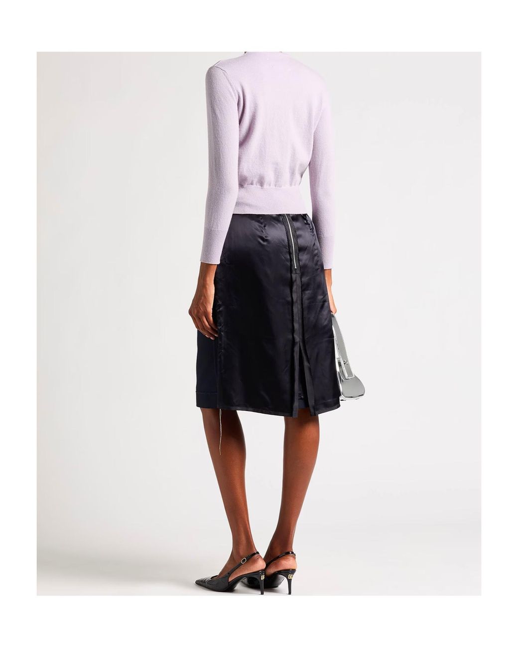 Maison Margiela Blue Elegant Solid-Color Midi Skirt