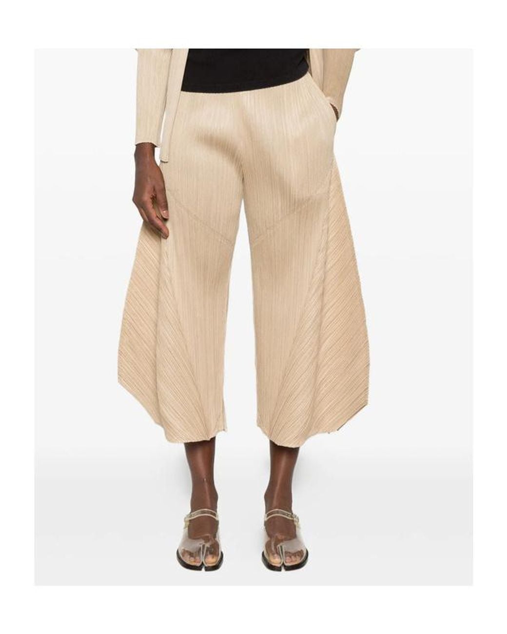 Pleats Please Issey Miyake Natural Pleated Casual Trousers