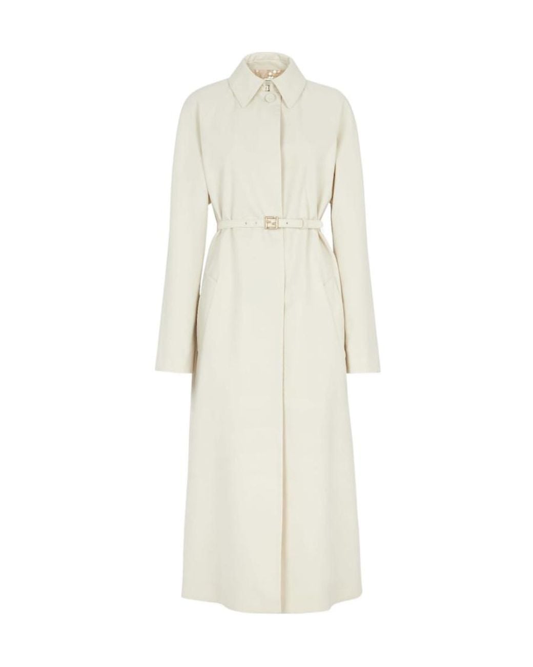 Fendi White Single-Breasted Overcoat