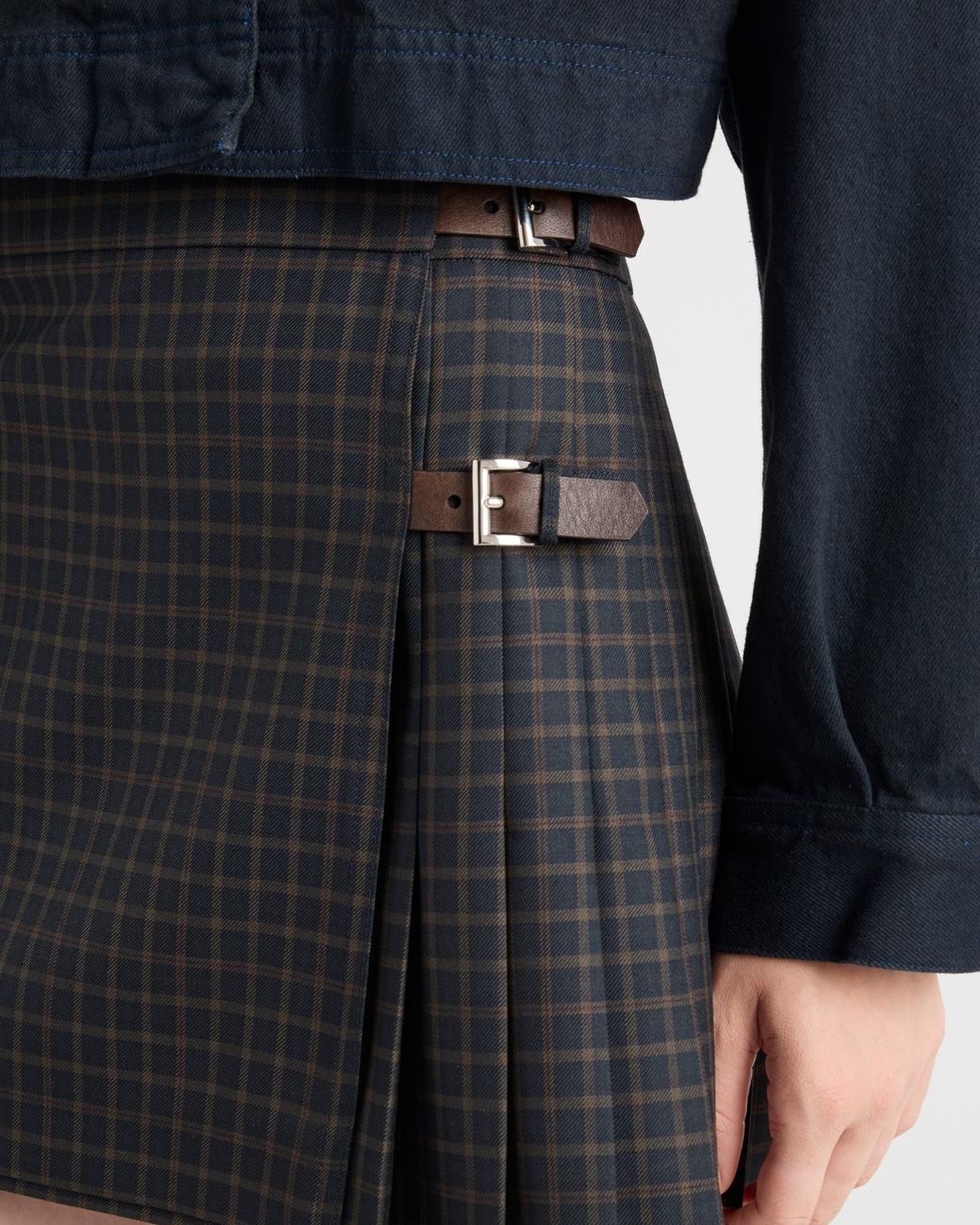 Prada Black Check Wool Mini Skirt