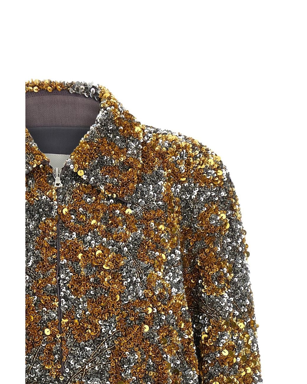 Dries Van Noten Metallic Vinnia Embellished Zip Jacket
