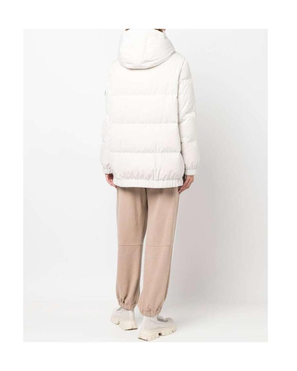Brunello Cucinelli White Rhinestone-Embellished Padded Jacket