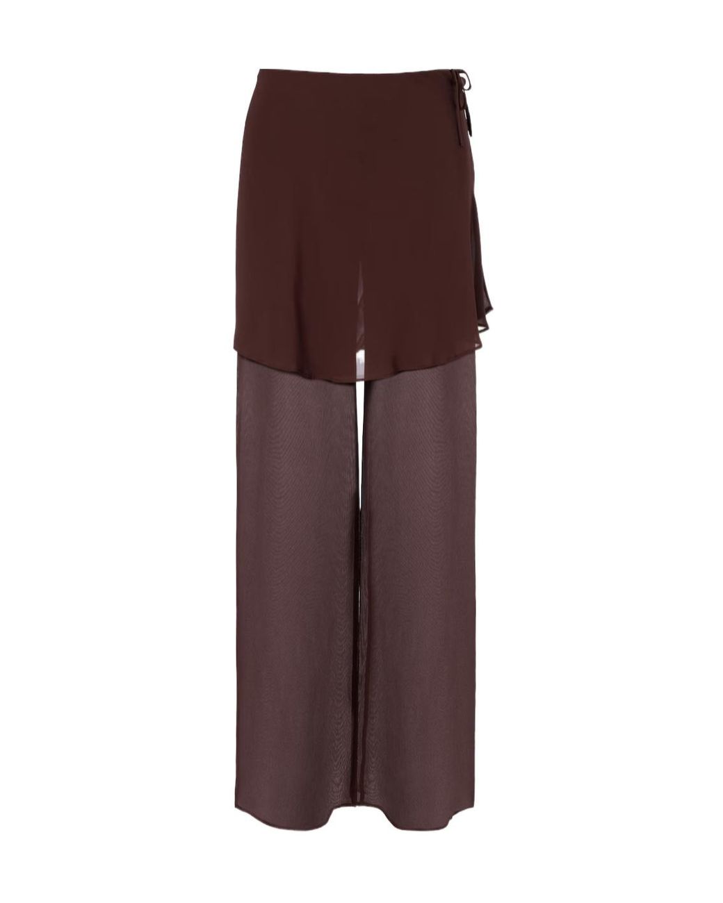Christopher Esber Brown Sheer Silk Wide-Leg Pants