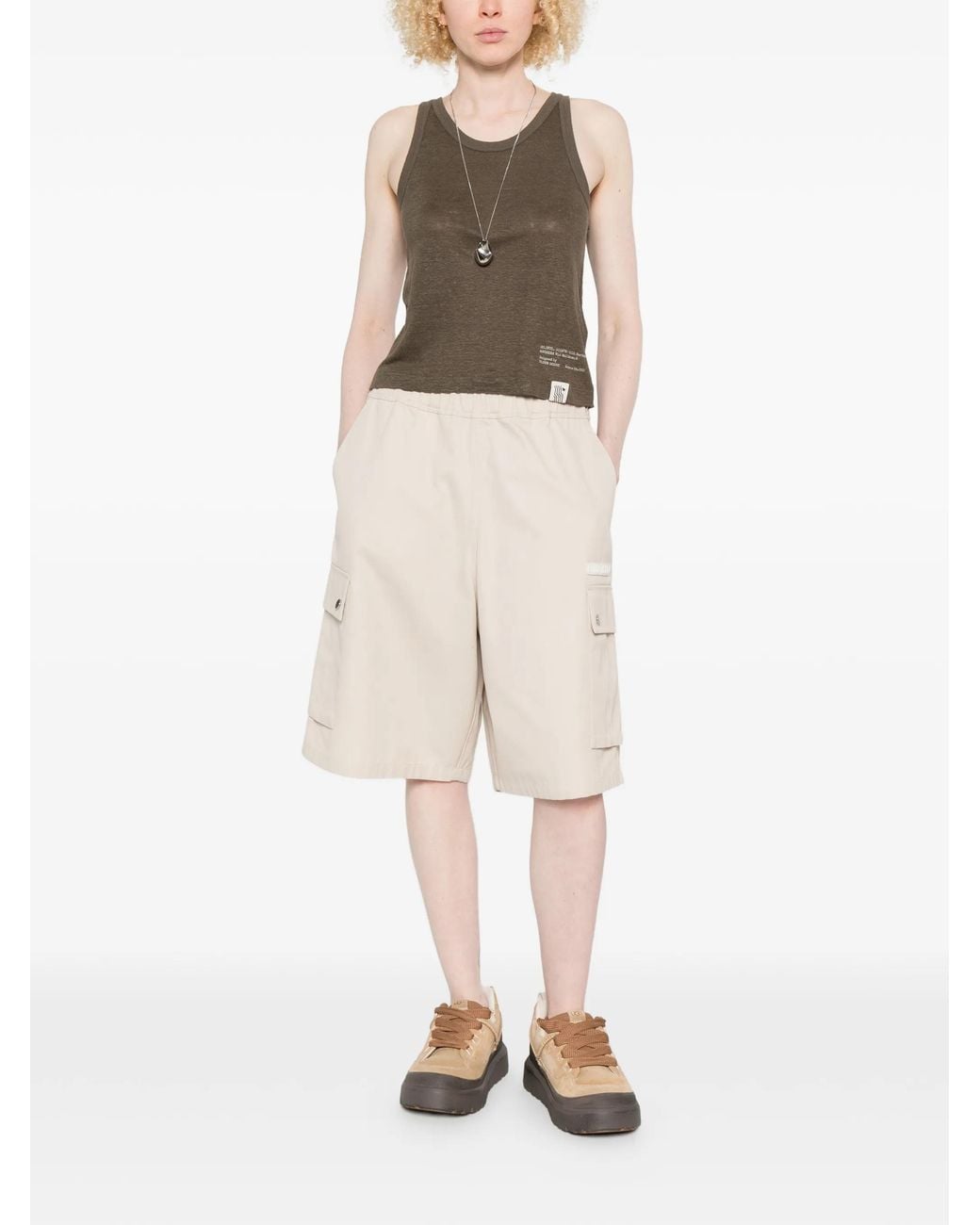 Golden Goose Deluxe Brand Brown Mara Text-Print Crewneck Tank Top