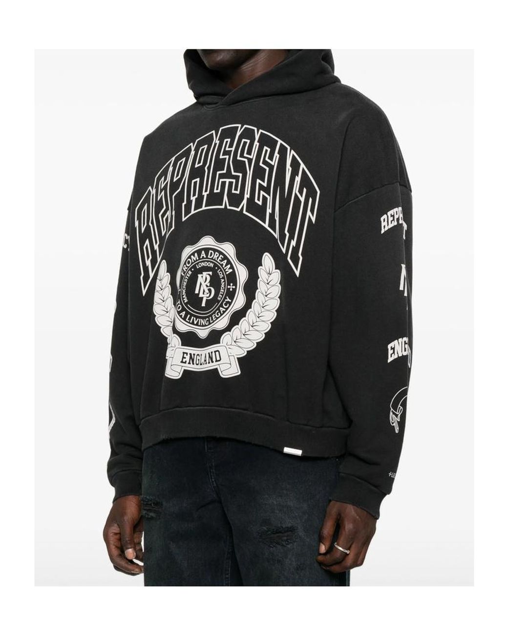 Represent Black Graphic Printed Long Sleeved Hoodie for men