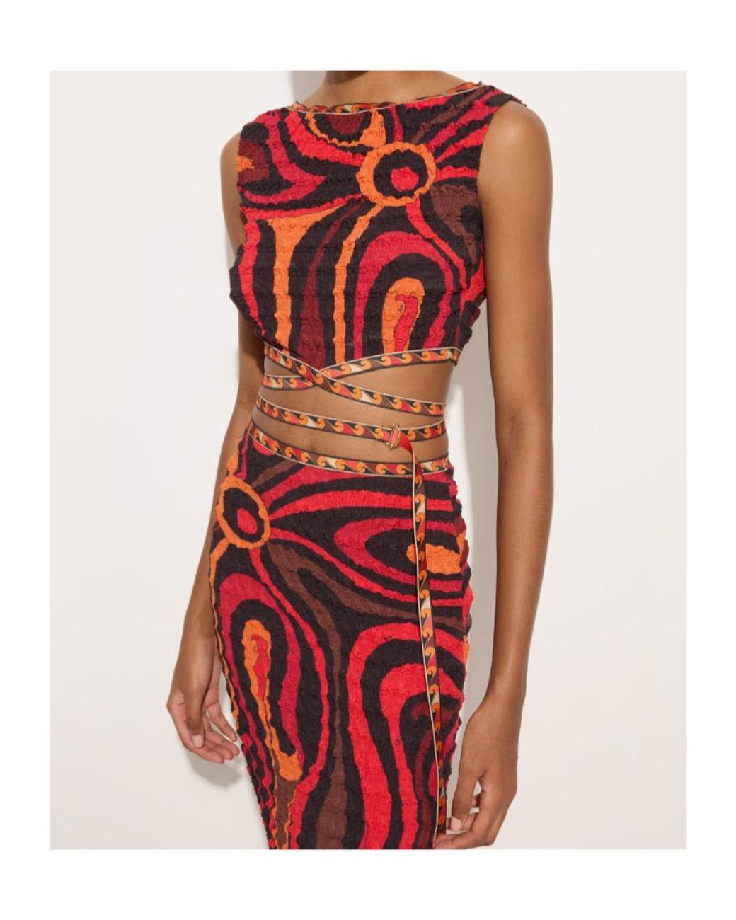 Emilio Pucci Red Marmo-Print Wrap-Around Top
