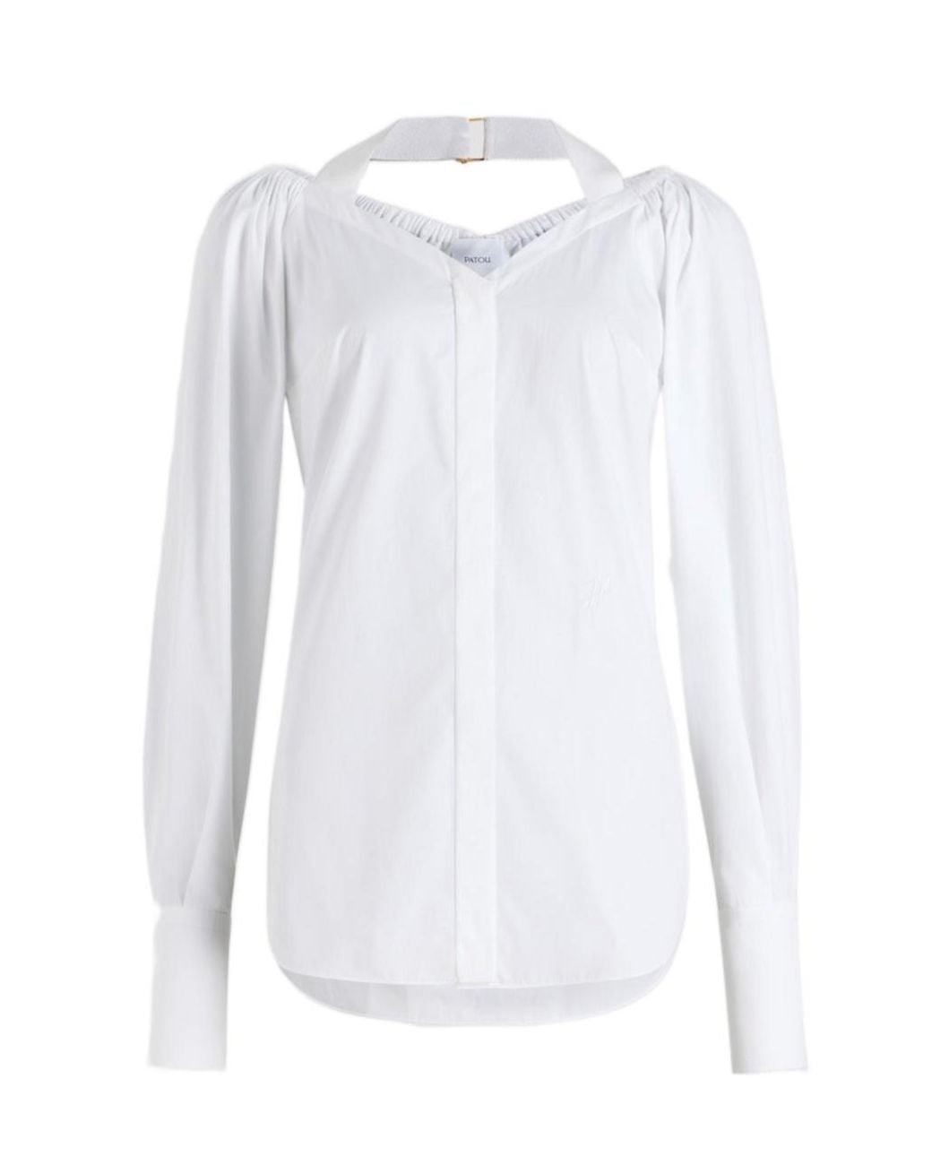 Patou White Wrap-Over Long-Sleeve Top