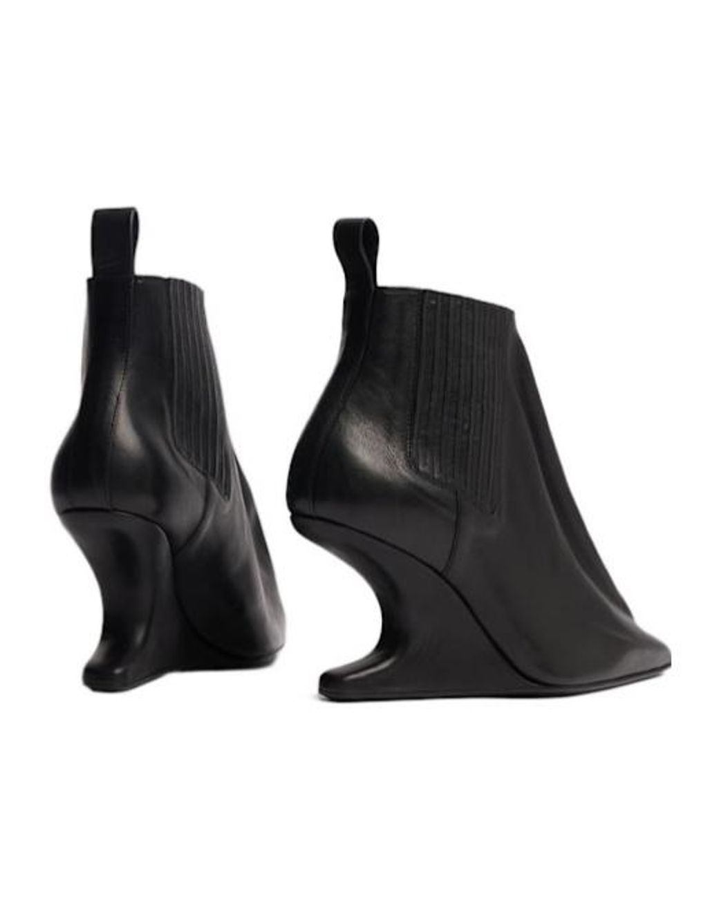 Rick Owens Black 80Mm Ankle Taco Leather Ankle Boots