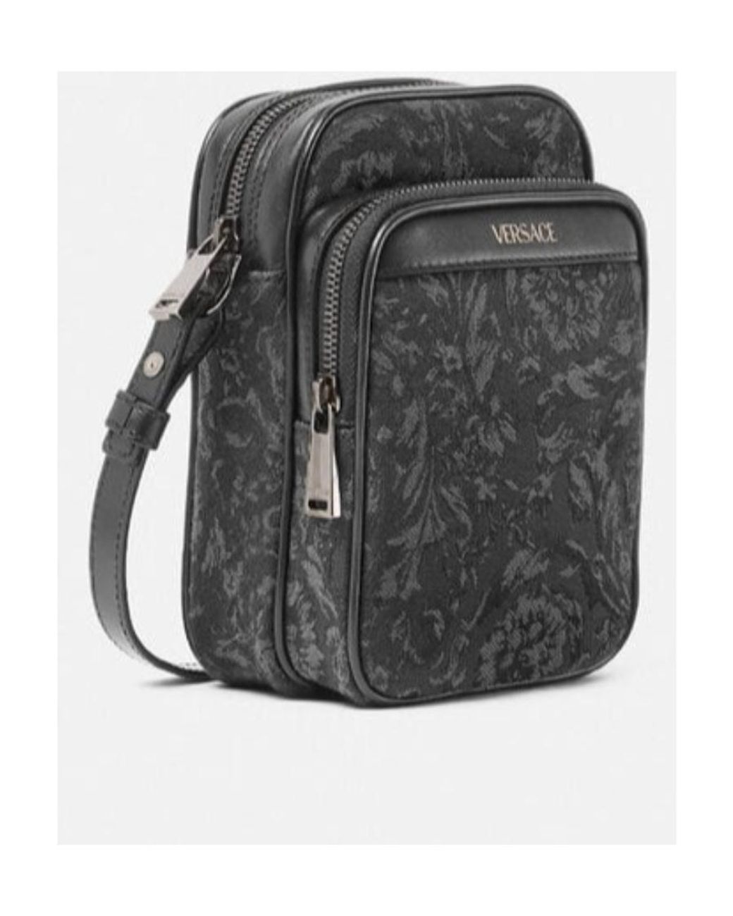 Versace Gray Barocco Athena Zip-Up Crossbody Bag for men