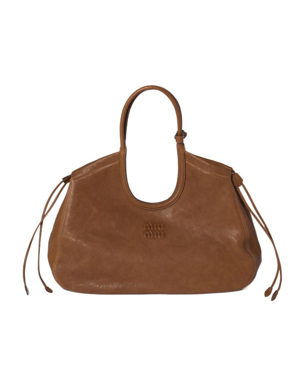 Miu Miu Brown Ivy Nappa Leather Shopping Bag