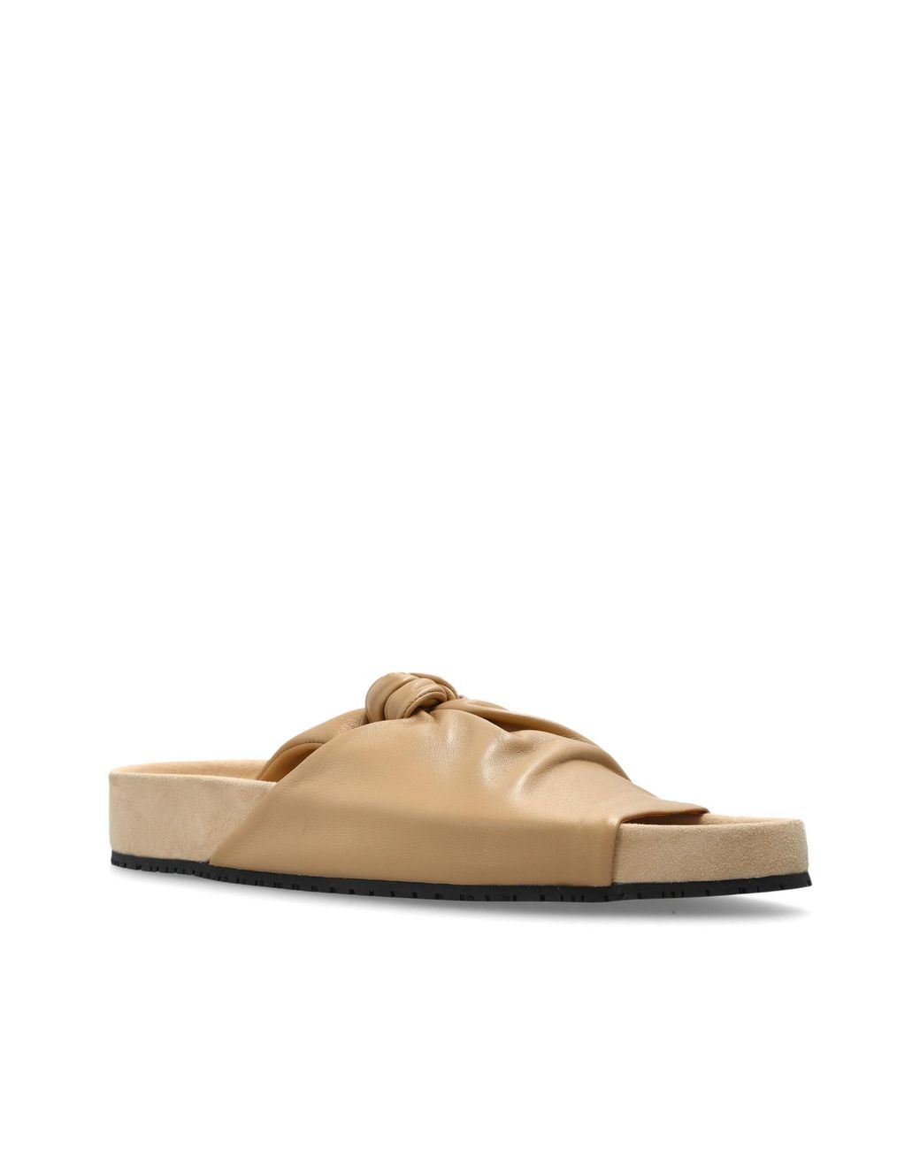Lanvin Brown Cocoon Knot Detail Slides