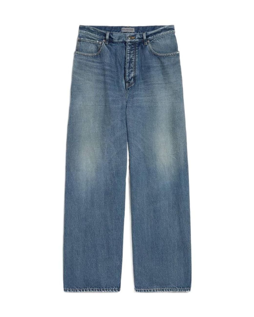 Balenciaga Blue Baggy Distressed Jeans for men