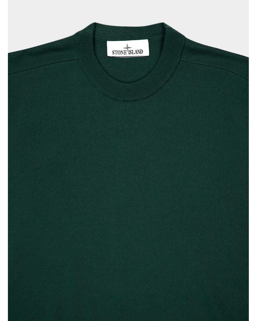 Stone Island Green Logo Patch Crewneck Jumper for men