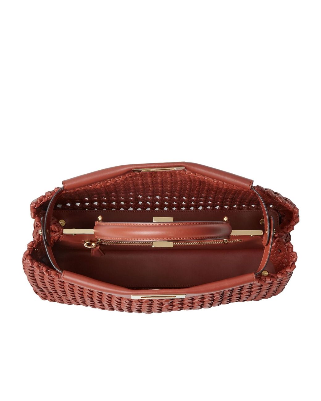Fendi Red Sienna Interlaced Leather Bag