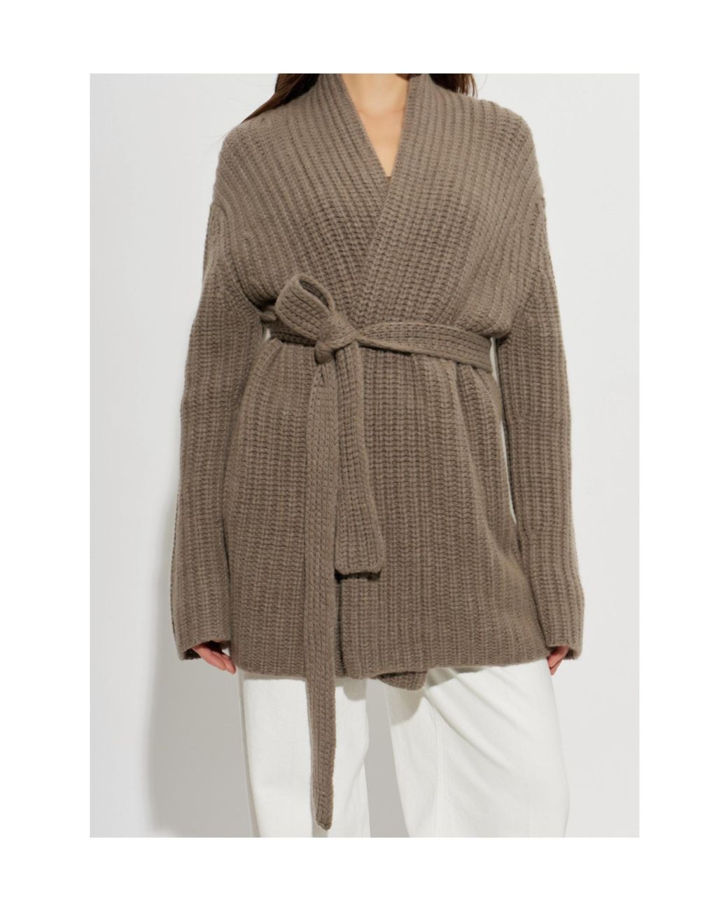 Lisa Yang Brown Jacqueline Belted Knit Cardigan