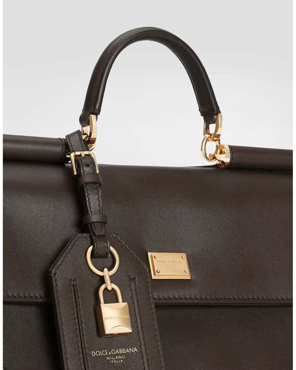 Dolce & Gabbana Black Logo Plaque Medium Sicily Handbag