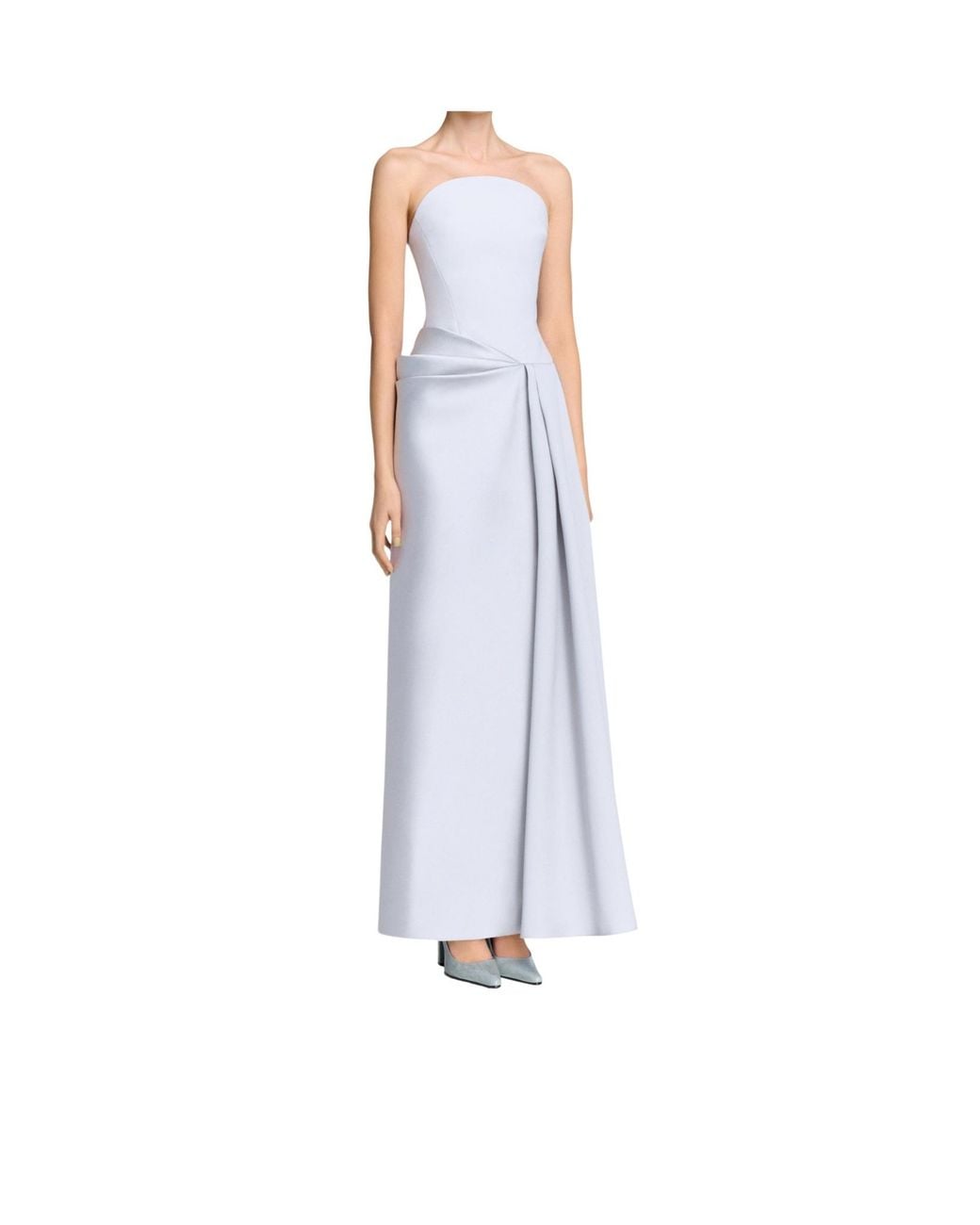 Solace London White Seri Strapless Draped Maxi Dress