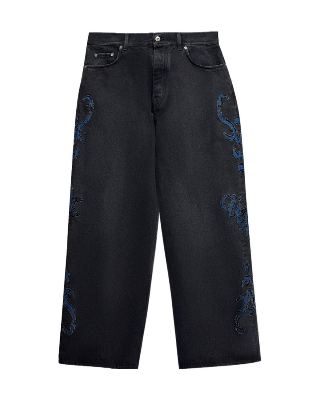 Off-White c/o Virgil Abloh Blue Natlover Distressed Mid-Rise Jeans for men
