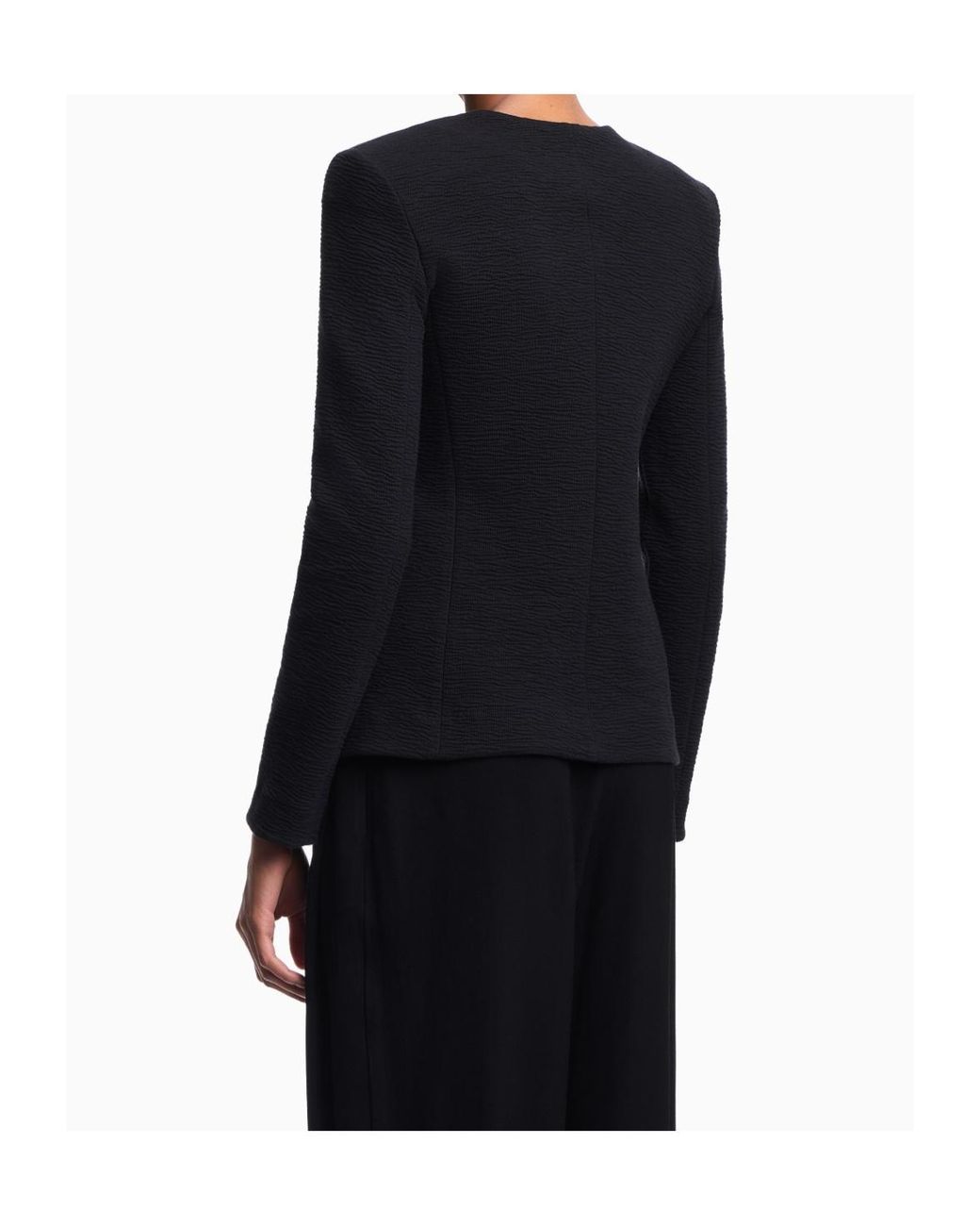 Emporio Armani Black Zip-Up Crewneck Jacket