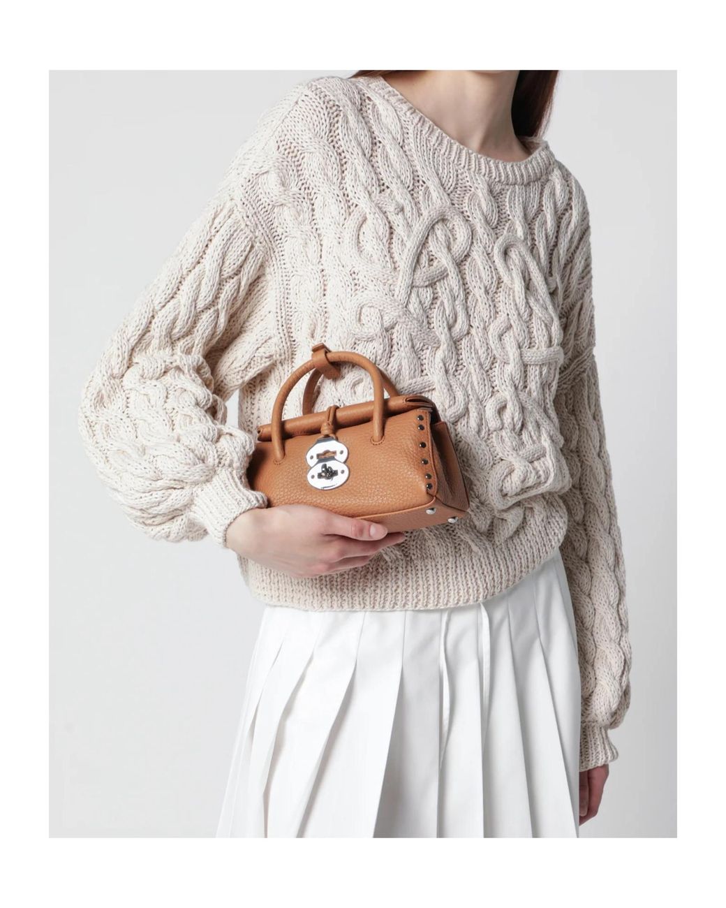 Zanellato Brown Top Handle Shoulder Bag