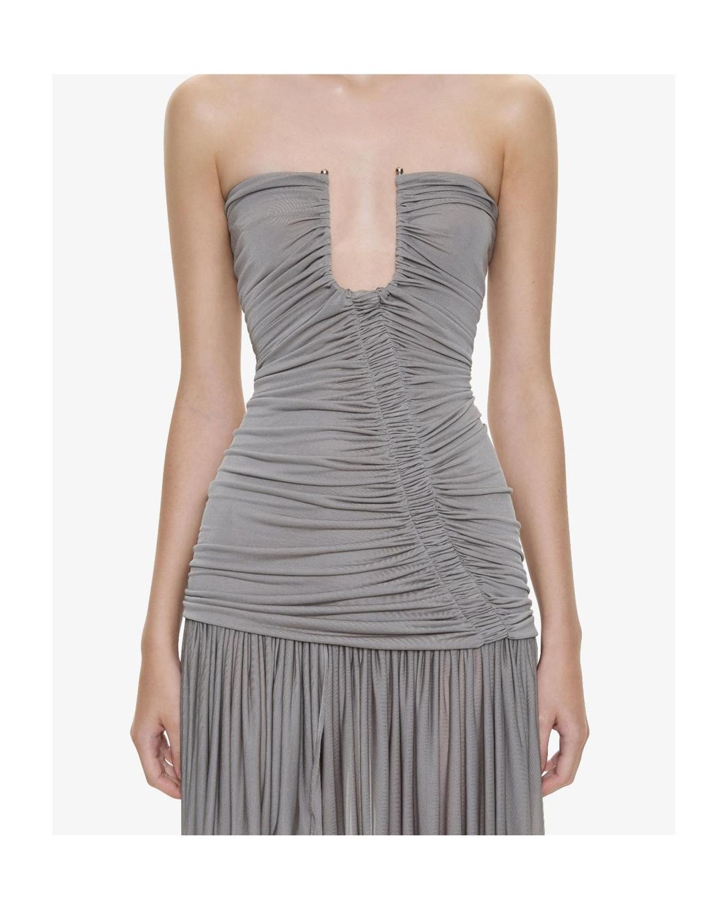 Christopher Esber Gray Arced Orion Strapless Gown