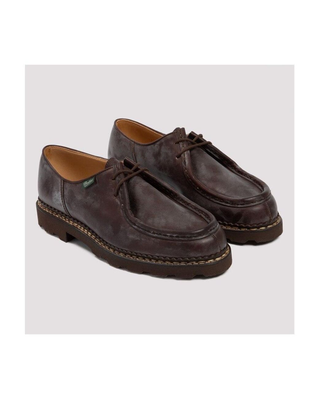 Paraboot Brown Lace-Up Business Casual Shoes for men