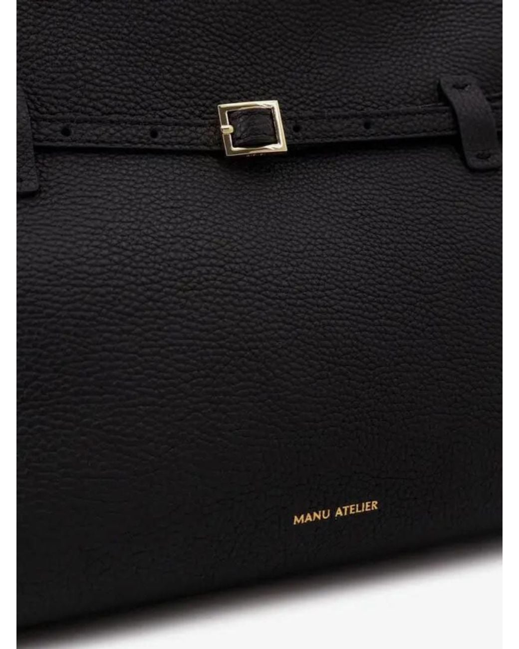 MANU Atelier Black Le Cambon 35 Buckle Detailed Tote Bag