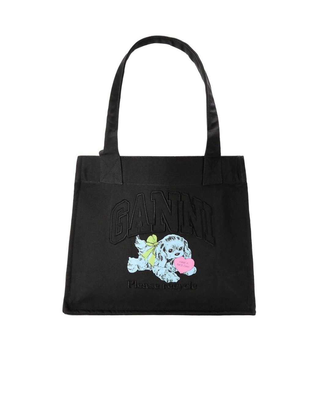 Ganni Black Shopper Tote Bag