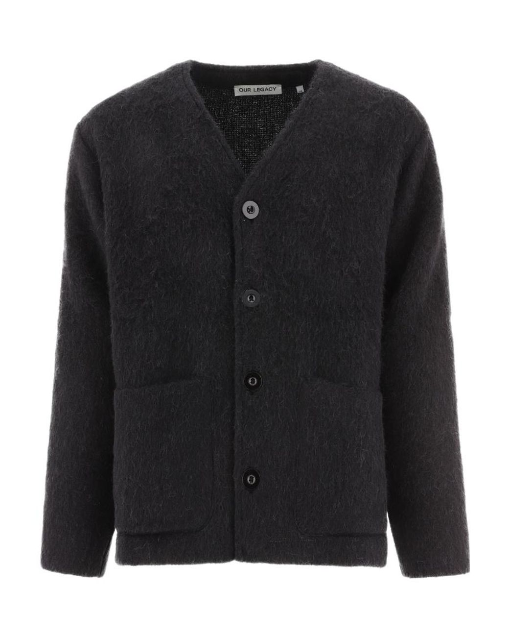 Our Legacy Black Relaxed V-Neck Cardigan for men