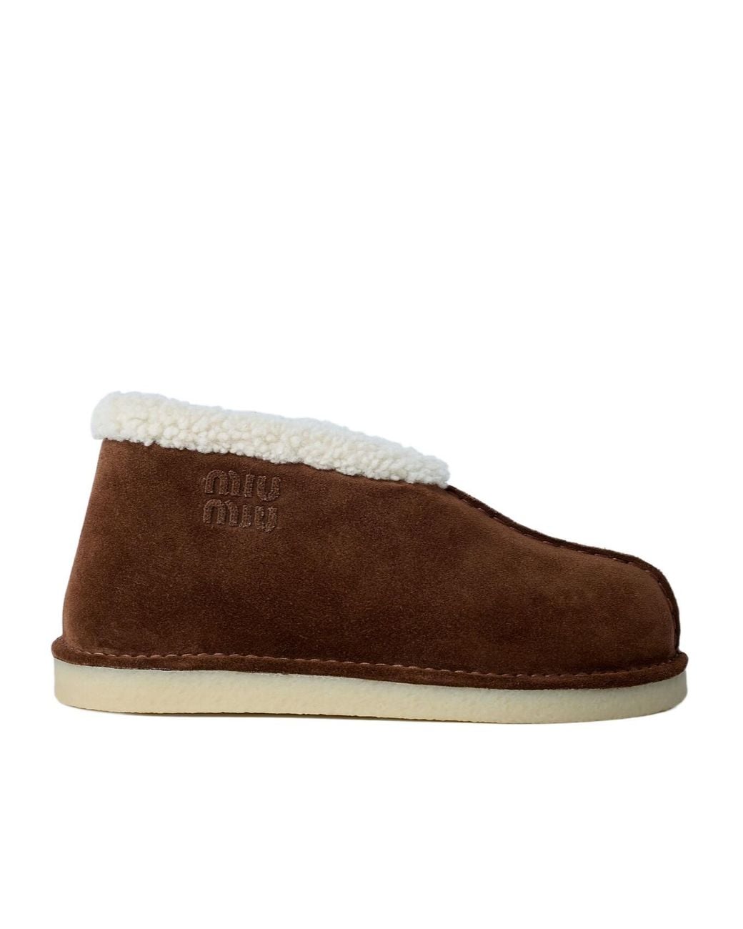 Miu Miu Brown Suede Logo Motifs Boots