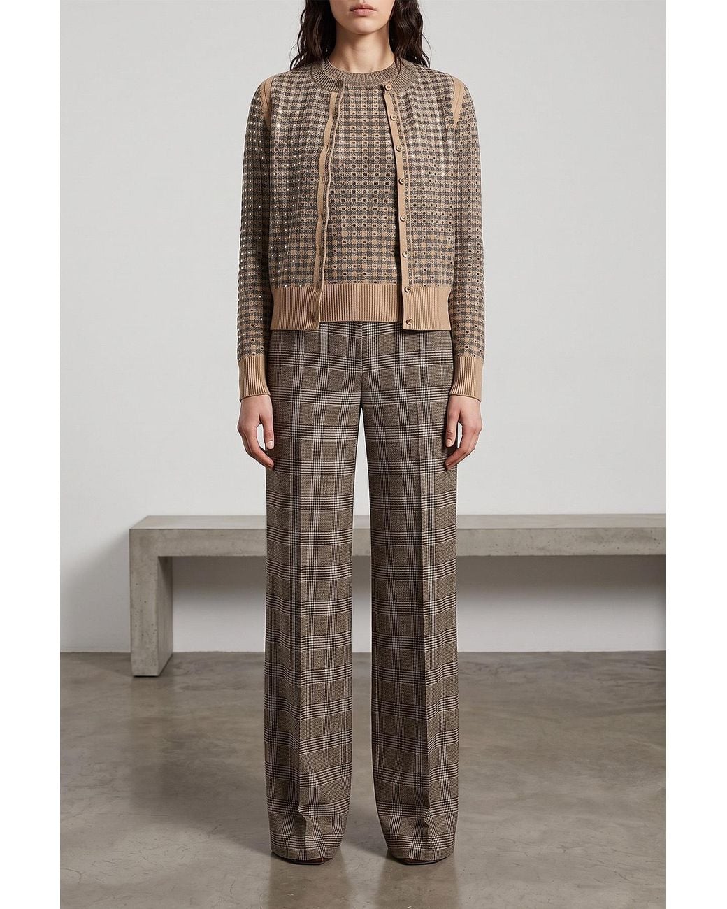 Ermanno Scervino Gray Checked Buttoned Cardigan