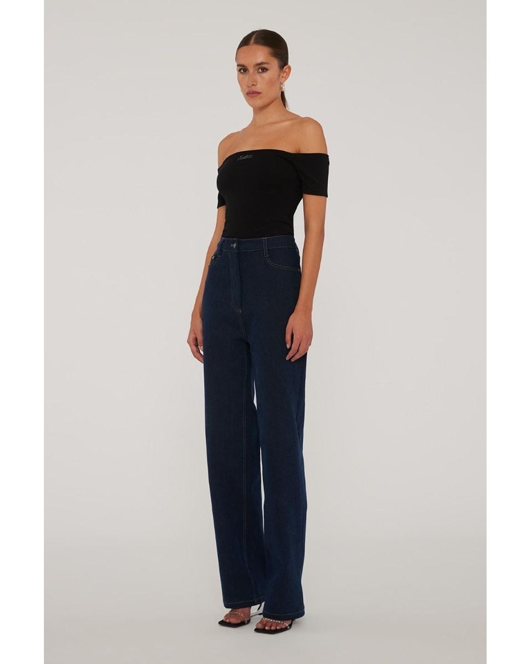 ROTATE BIRGER CHRISTENSEN Blue Straight-Leg Cotton-Blend Jeans
