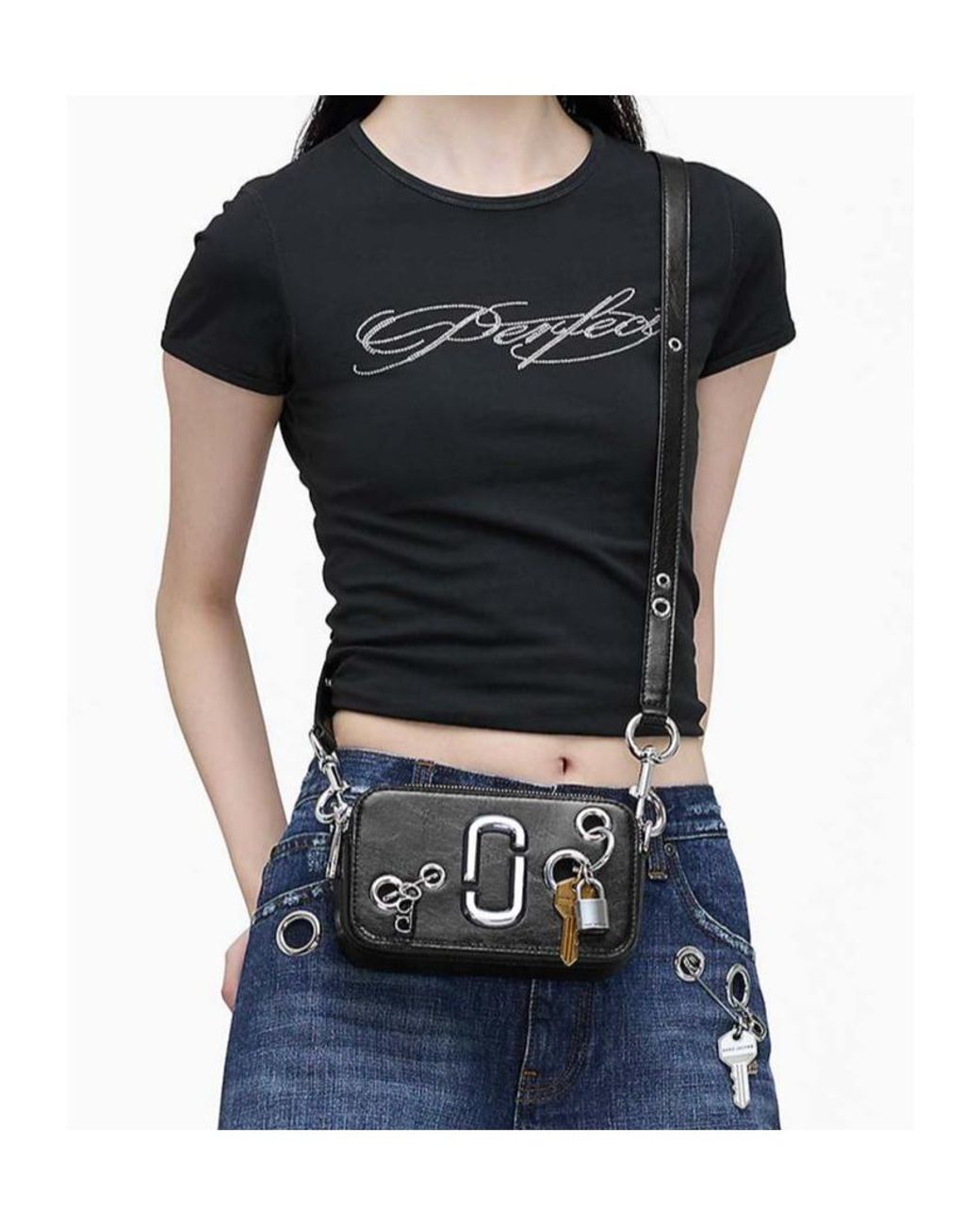 Marc Jacobs Black The Grommet Charm Snapshot Crossbody Bag