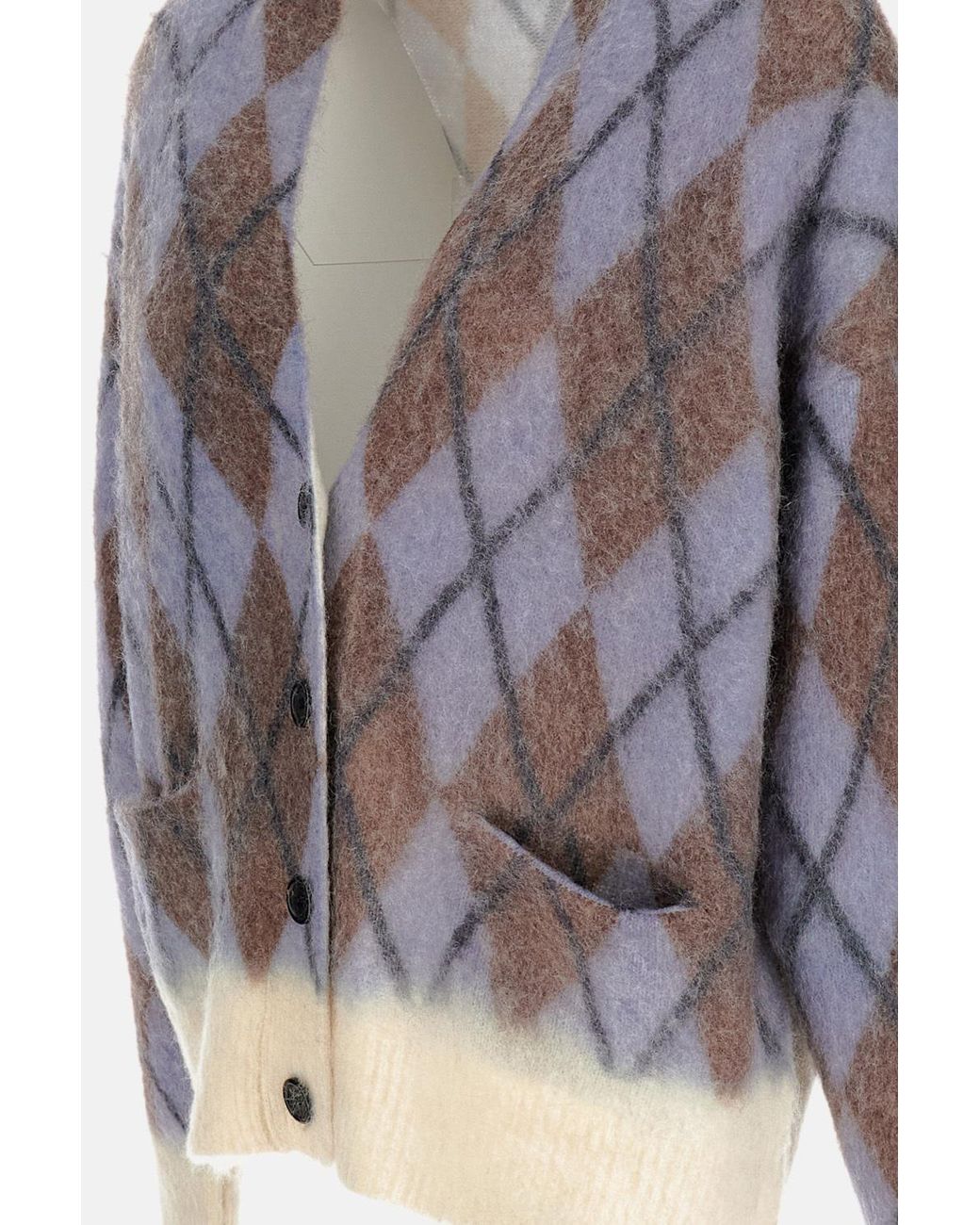 Acne Blue Argyle-Pattern Cardigan