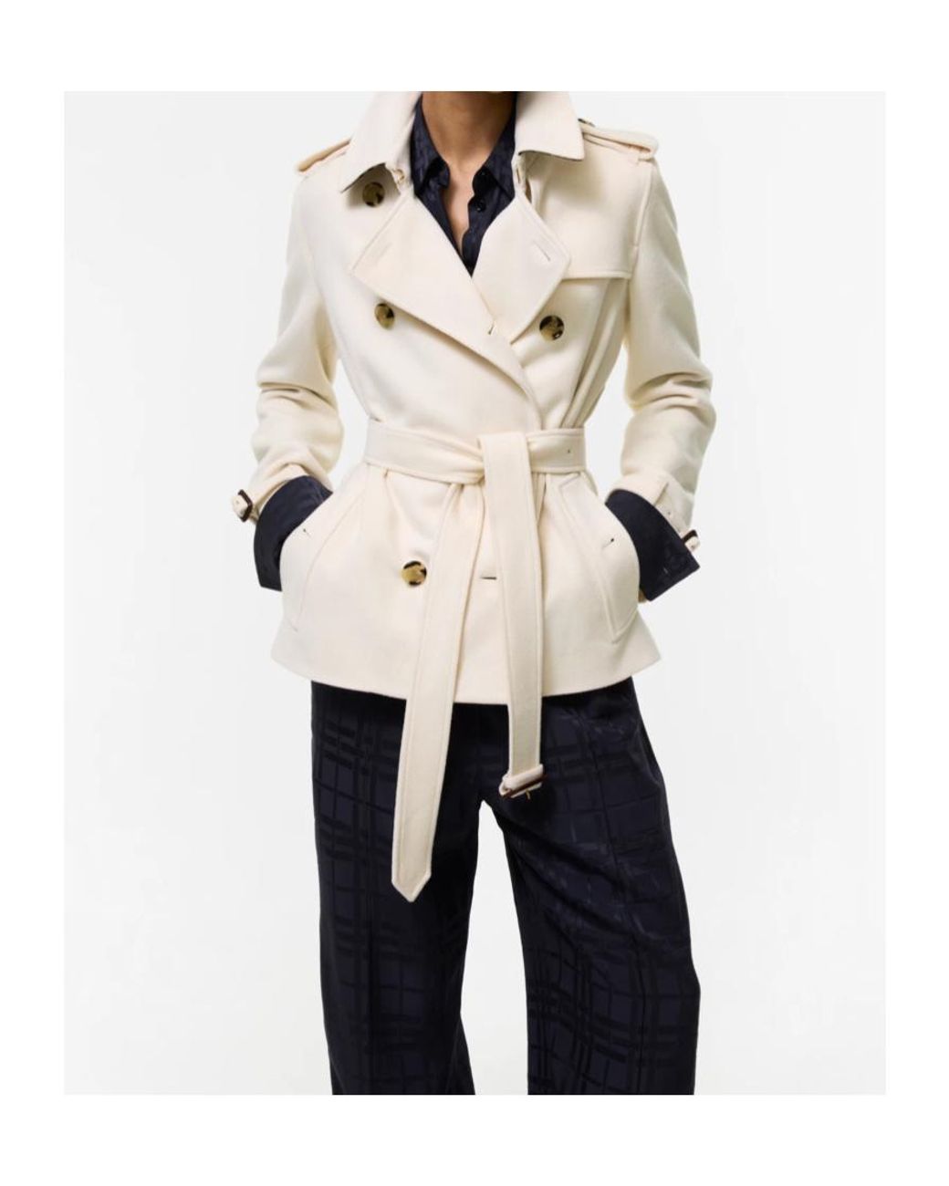 Burberry Natural Cashmere Kensington Trench Jacket