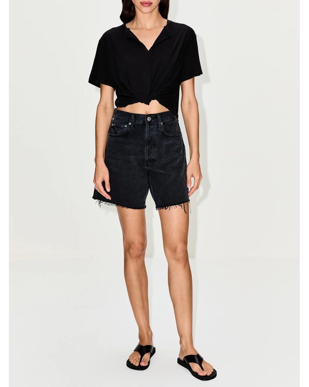 R13 Black V-Neck Twist T-Shirt