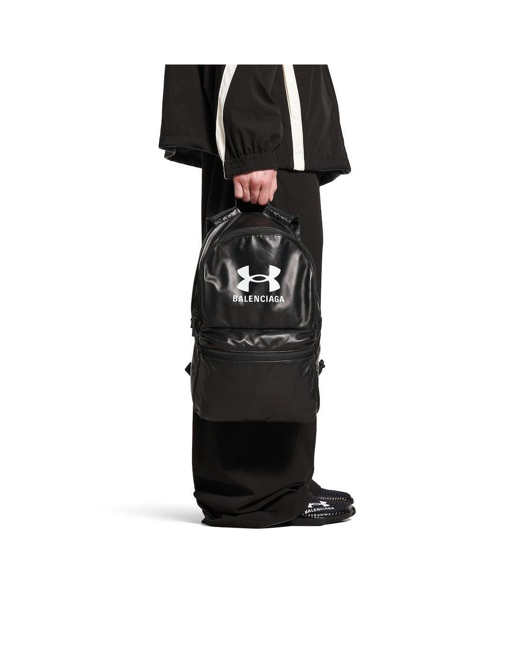 Balenciaga Black Under Armour Logo Printed Backpack for men