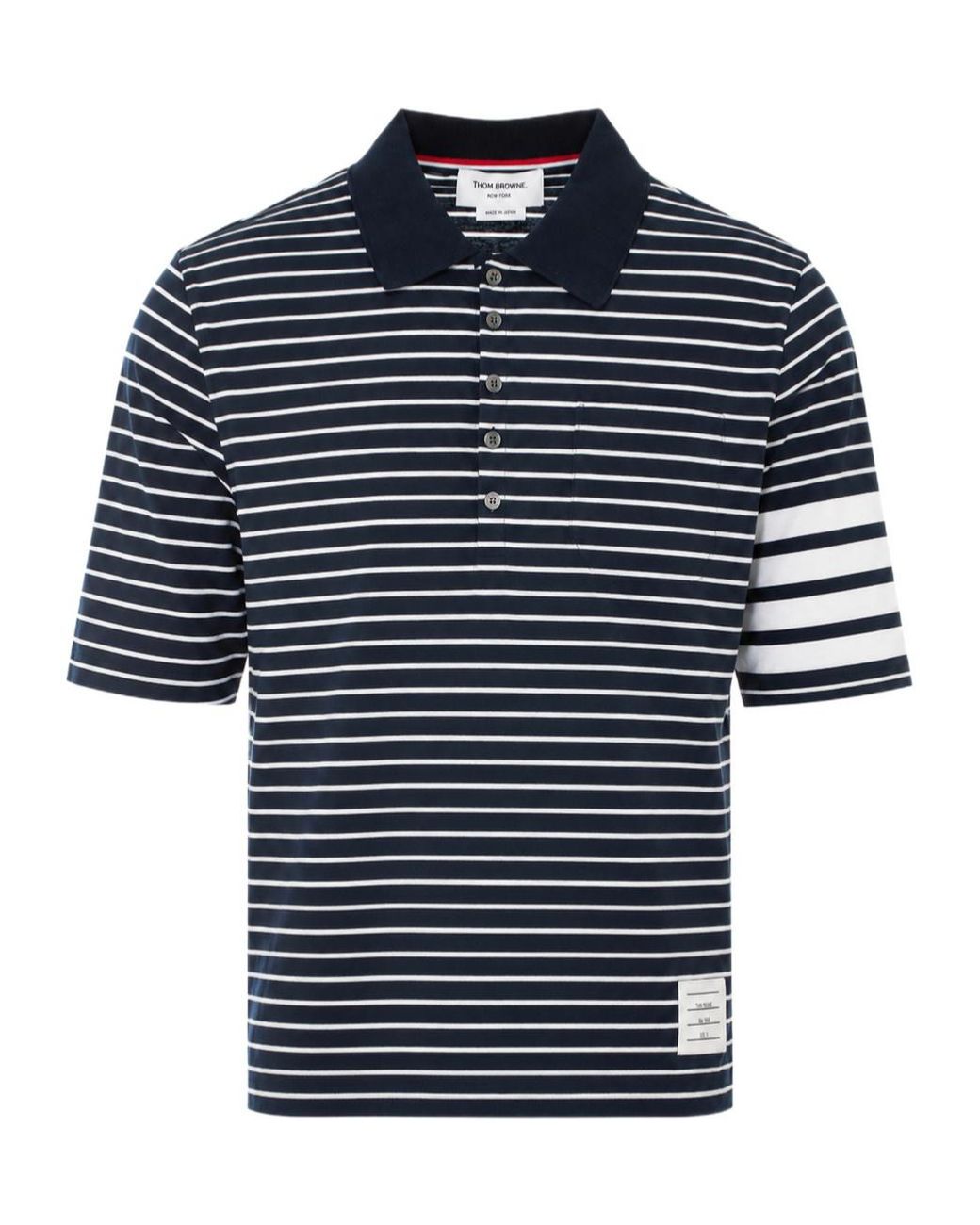 Thom Browne Blue Bar Striped Polo Shirt for men