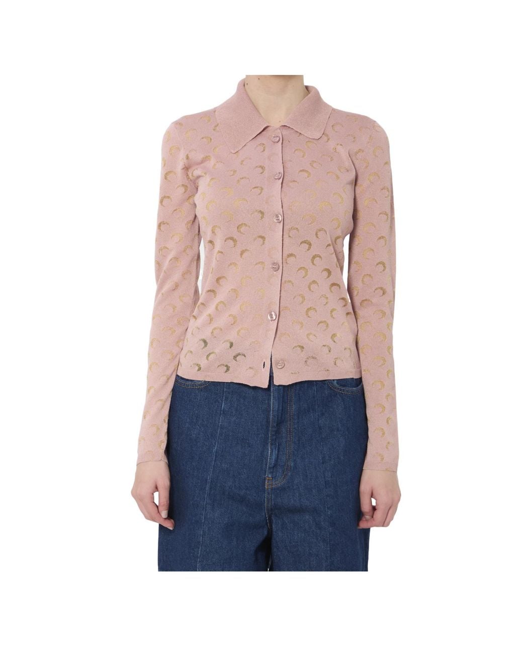 MARINE SERRE Pink All Over Printed Cardigan