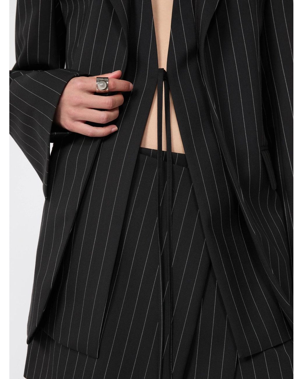 Sportmax Black Spxdivina Pinstriped Tailored Blazer