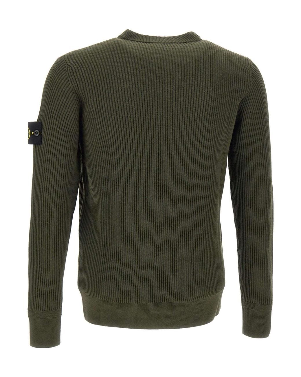 Stone Island Green Logo Patch Crewneck Jumper for men