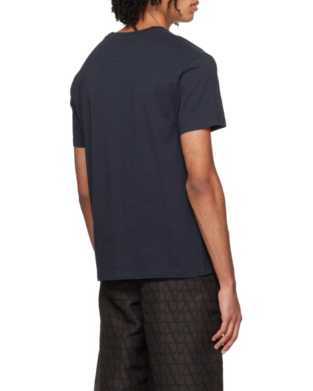 Valentino Blue Vlogo Signature Crewneck Straight Hem T-Shirt for men