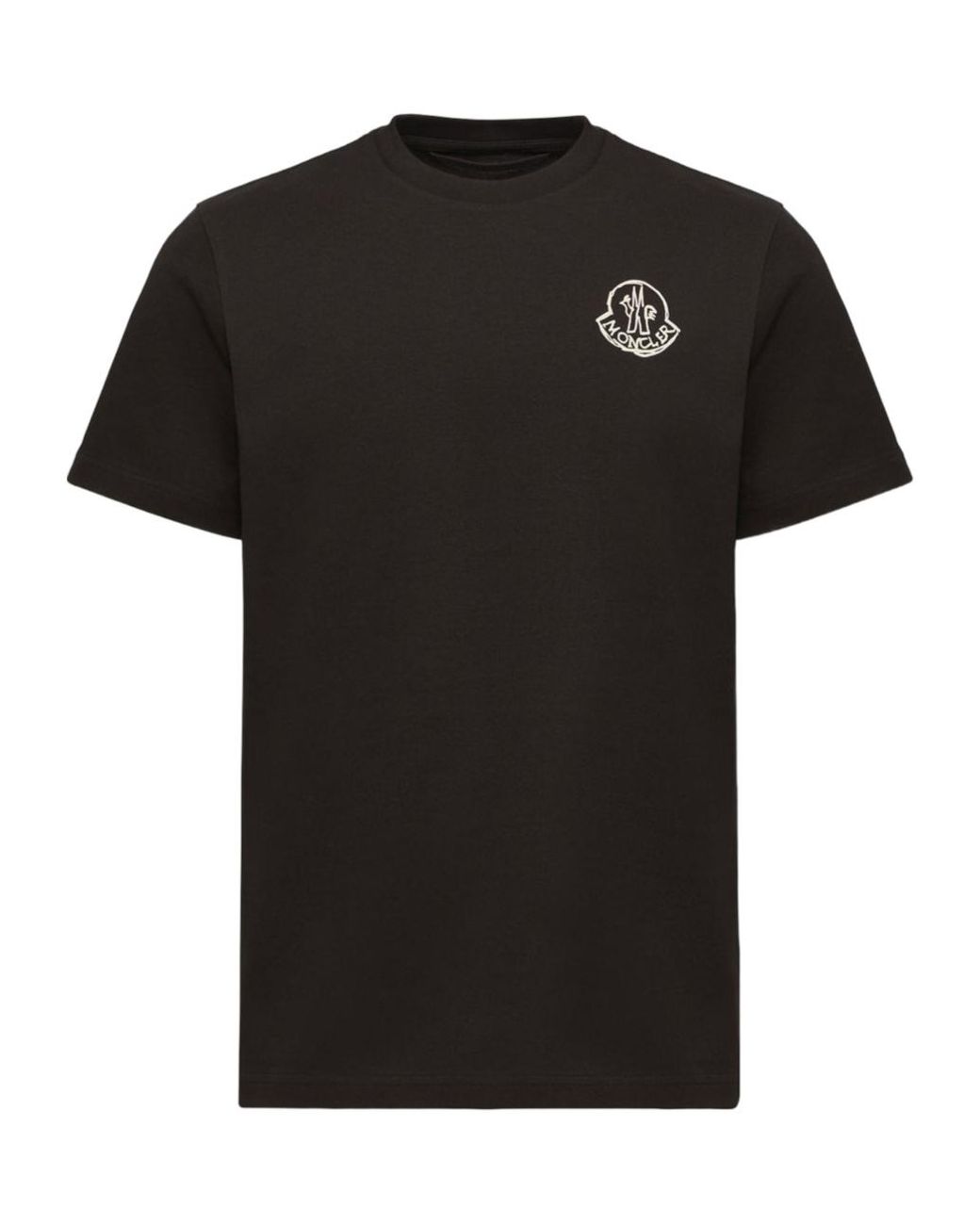Moncler Black Cotton Jersey Logo Patch T-Shirt for men