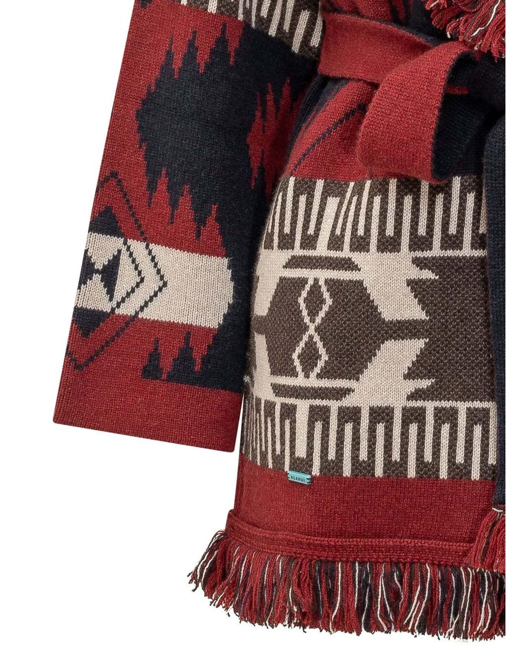 Alanui Red Icon Jacquard Belted Cardigan