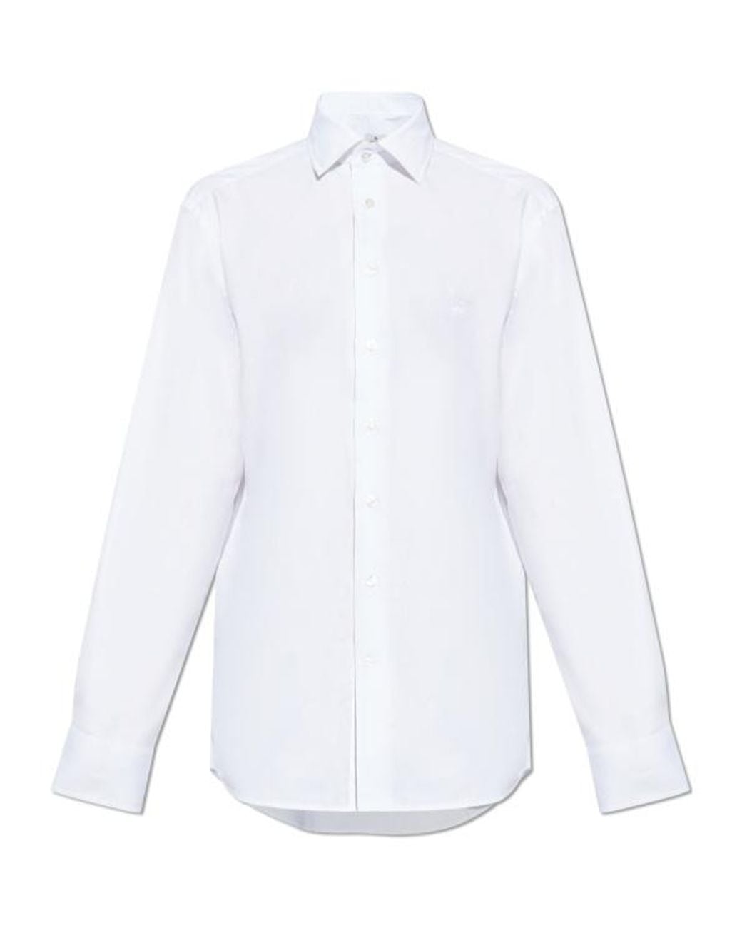 Etro White Logo Embroidered Long-Sleeved Shirt for men