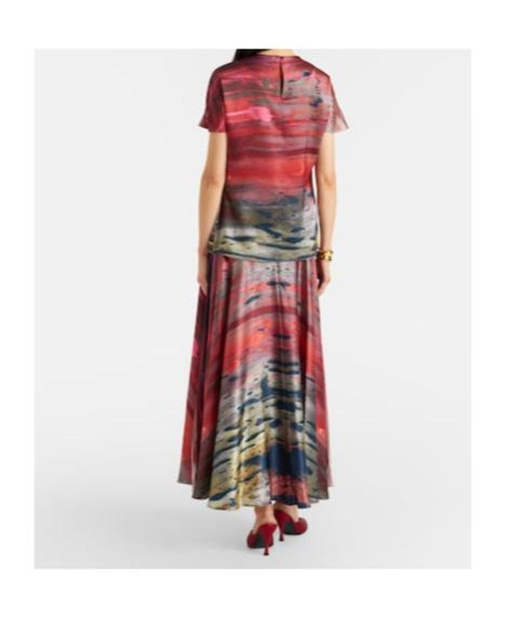 Roksanda Red Printed Silk Satin Maxi Skirt