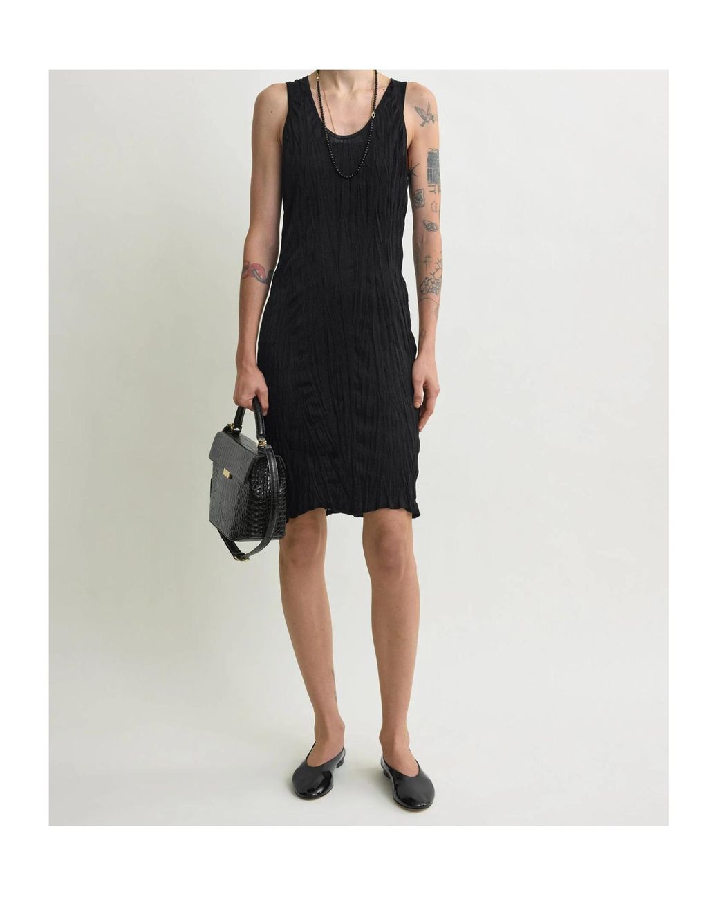 Totême  Black Crinkled Tank Dress