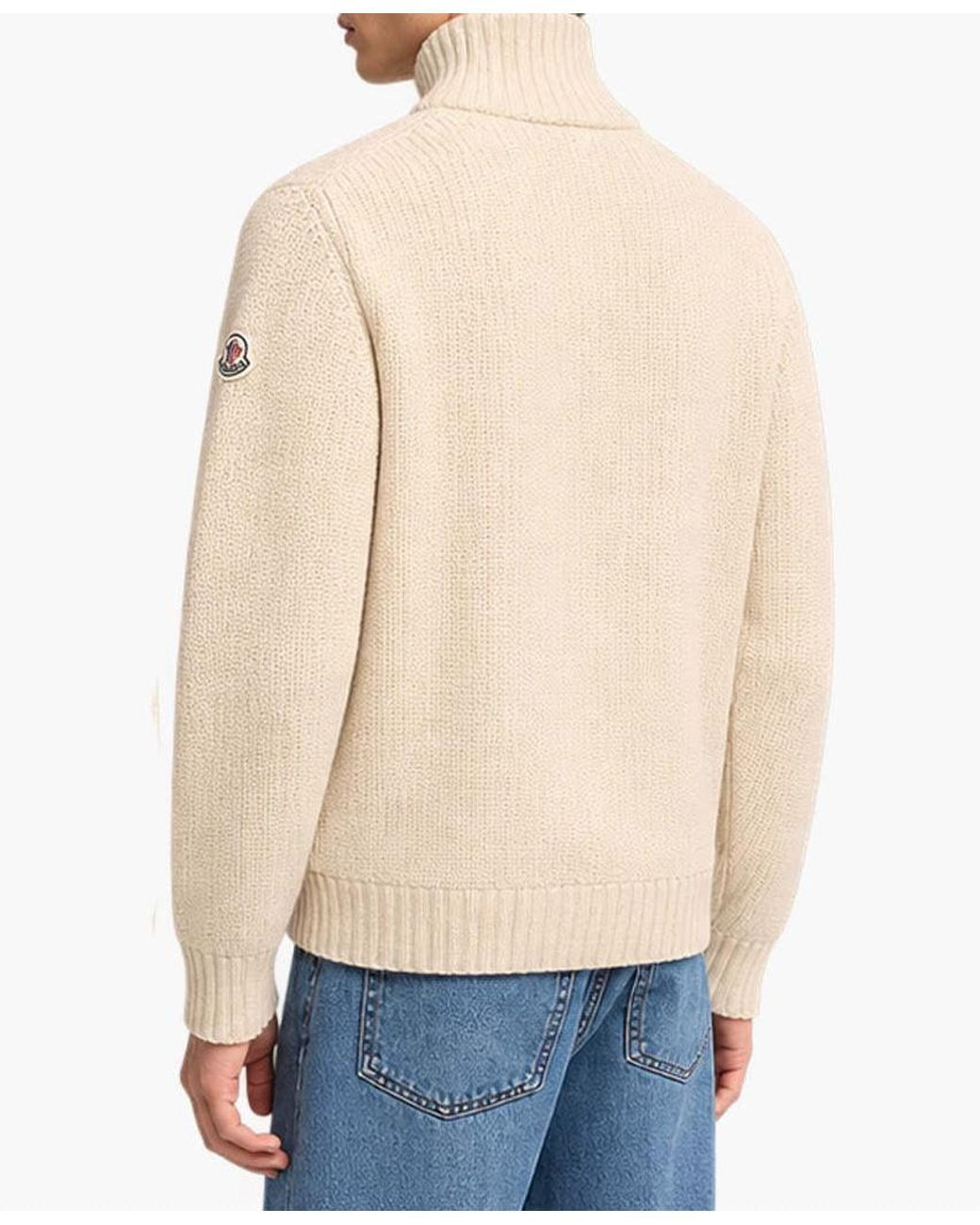 Moncler Natural Logo Patch Zip-Up Cardigan for men